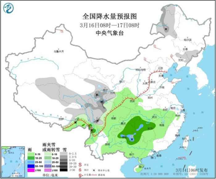 青藏高原有明显降雪 冷空气影响中东部地区